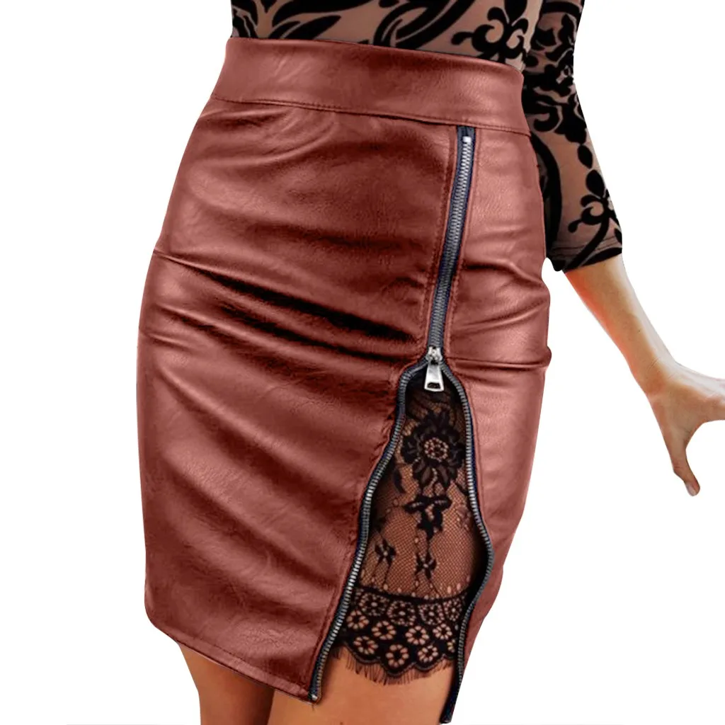 Кожаная юбка с высокой талией Новая модная женская сексуальная миди юбка-карандаш виниловая блестящая латексная ночная рубашка для вечеринки Клубная красная черная# B
