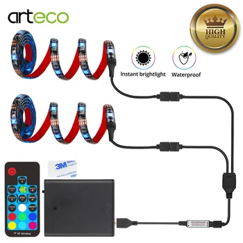 

Battery Powered LED Strip 5050 RGB Waterproof Flexible LED Strip String Light USB 17 Key Battery Operated LED Tape Ribbon Lights