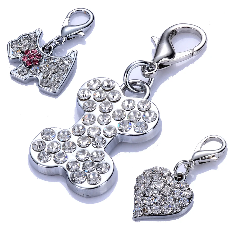 

Bone Shaped Crystal Pendants Rhinestones Pet Necklace Jewelry Accessories Dog Collar Charms Puppy Pet Products