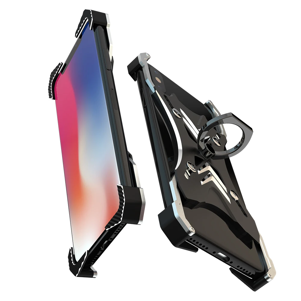 

Luxury Finger Ring Holder Stand Case For Apple iPhone X Aluminum Metal Hard Shockproof Protection Phone Case For iPhone X Cover