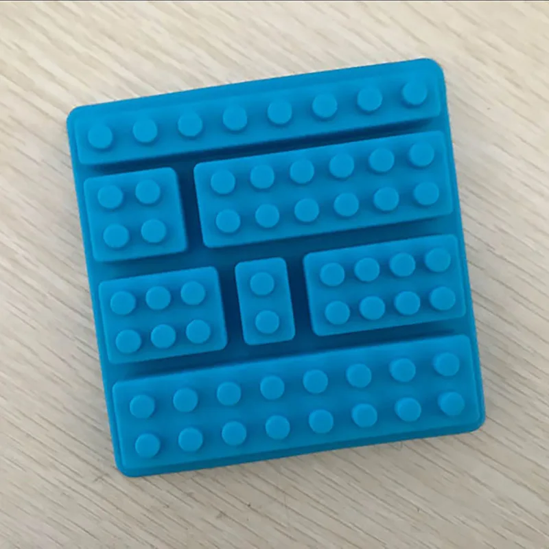 1 шт. 7 отверстий лего кирпичные блоки формы DIY прямоугольный Силиконовый Лоток Для Льда помадки формы для шоколадного торта CT2144 - Цвет: light blue