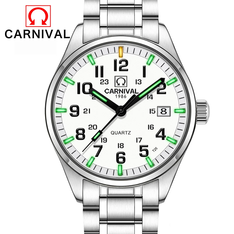 $73.99 Carnival T25 Tritium Luminous Watch Men Military Mens Watches Top Brand Luxury Quartz Wristwatch