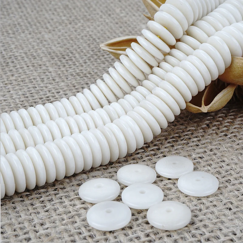

Wholesale 108pcs 5/6/8/10/12mm Ivory White Natural Tagua Nut Flat Spacer Beads For Jewelry Making DIY Rondelle Beads Full Strand