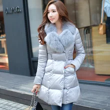 down jacket dabuwawa brand 2016 new winter long warm thick coat luxury real fox fur collar light gray down coat big size