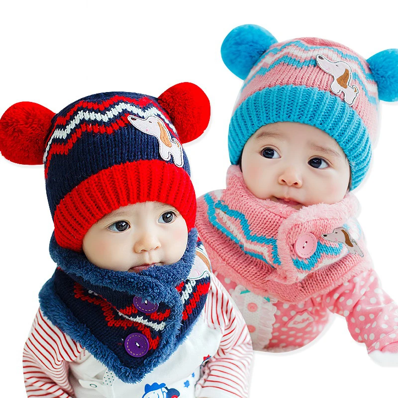 Aliexpress.com : Buy Winter Baby Hat Scarf Set Dog Style ...