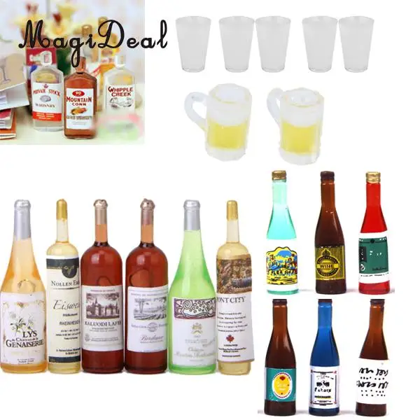 

MagiDeal 6Pcs/Lot Mini Colorful 1/12 Scale Wine Bottles Dollhouse Miniature Decorative Toy for Children Funny Pretend Game Gift