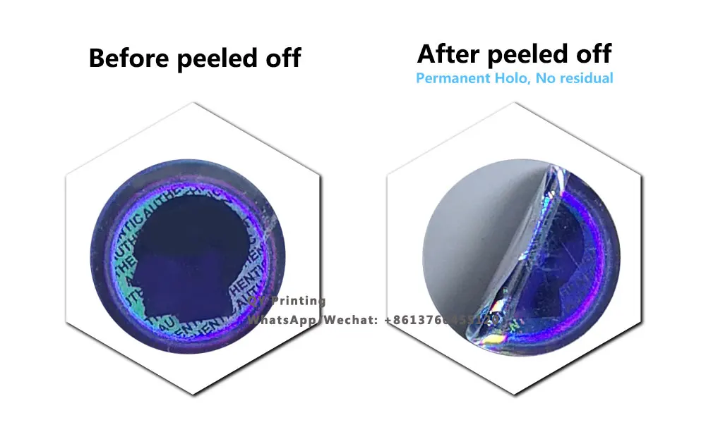 10000 шт 18x18 мм пользовательские печатные 3D голографические наклейки 2D Перманентный голографический бренд в виде логотипа наклейки с принтами