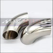 51mm 60mm 63mm 76mm OD soudure bout à bout sanitaire 90 degrés coude coude tuyau 304 acier inoxydable voiture tuyau d'échappement silencieux soudé tuyau