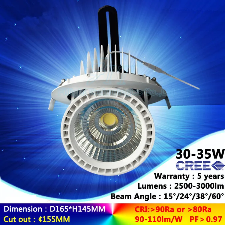 

Adjustable 30W COB Led Downlight Rotatable LED trunk light gimble direction Adjustable LED spot bulb LED Ceiling Lamp