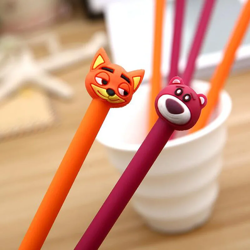 

1pc Cute Cartoon Fox Bear Shape Gel Pen Office School Supplies Black Ink Signature Pen Kawaii Animal Exam Pen Korean Stationery