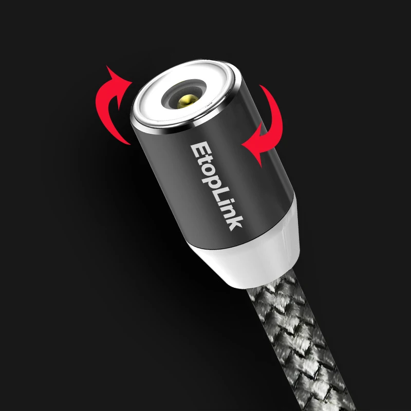 EtopLink كابل مغناطيسي شحن كابل يو اس بي المغناطيس شفط النايلون كابل الشاحن LED كابل يو اس بي s المصغّر usb نوع C 3in1 التوصيل اختياري