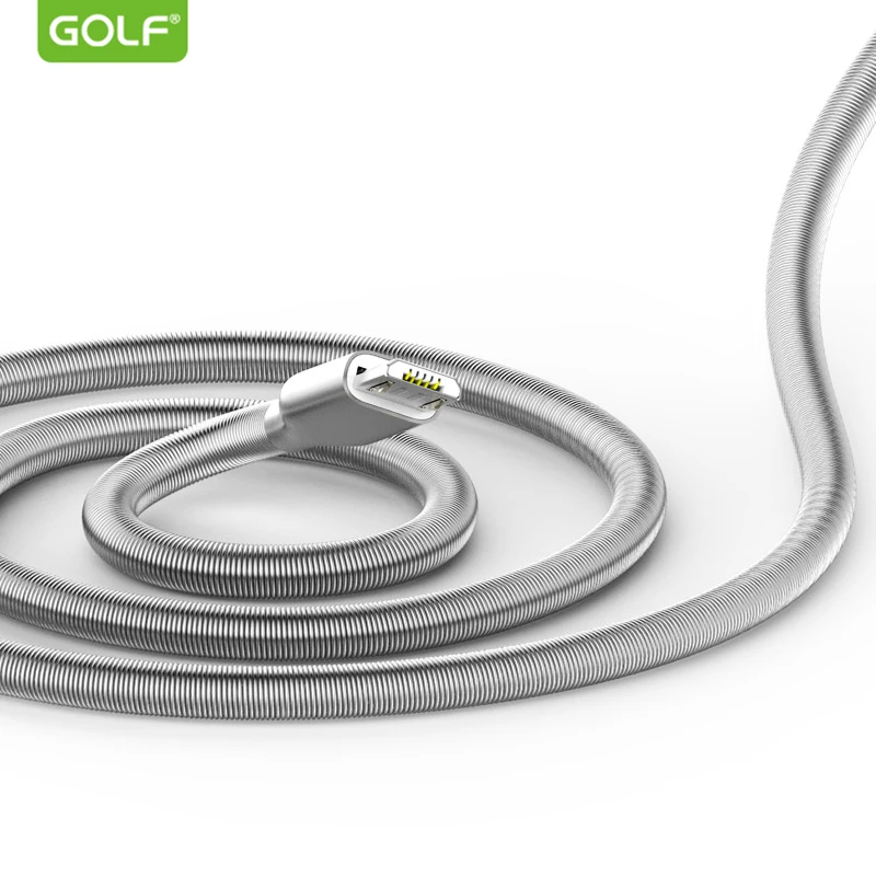 Пружинный зарядный кабель GOLF 1 м из цинкового сплава Micro USB для синхронизации