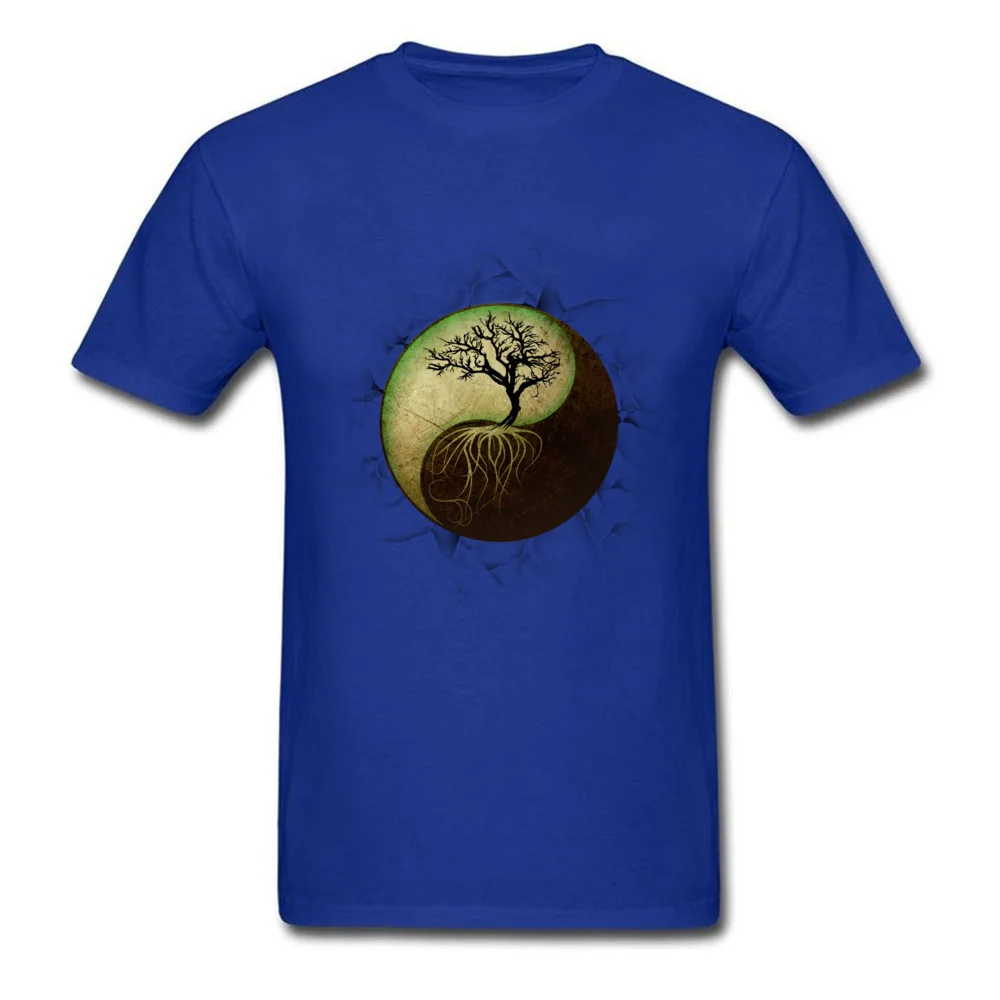 Tees Ying Yang Tree Top T-shirts Summer/Fall Funny Normal Short Sleeve 100% Cotton O-Neck Mens Top T-shirts Normal Ying Yang Tree blue