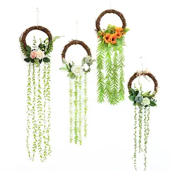 

Handmade Rattan Hemp Rope Plant Wedding Decoration Wall Hanging Charm Artificial Fake Flower Plants Decoration Pendant