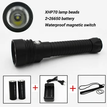 

XHP70 Led Flashlight with Magnet Switch Rechargeable Battery 26650 4000LM Lanterna Super Brightness Underwater 100M Waterproof