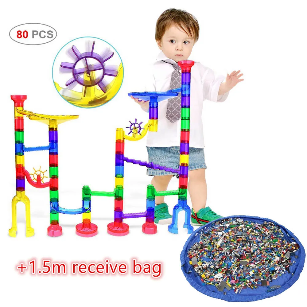 122 шт мраморная игрушка для бега, Мраморная игра, обучающая игрушка, развивающие строительные блоки, мраморный набор, подарок для детей - Цвет: 80P Receive bag