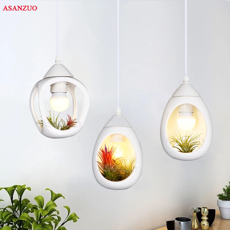 

Simple Modern Creative DIY Ceramic Plant Pot Led E27 Pendant Light Dining Living Room Bar Balcony Deco droplight