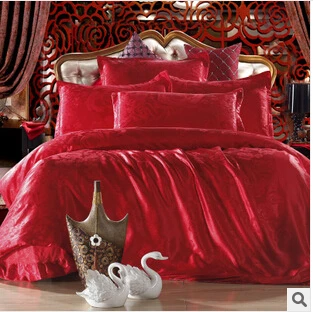 Великолепная Постельное белье 4 шт. качество атласа жаккардовые покрывала одежда покрывала и Стёганые одеяла king/Queen Размеры - Цвет: Красный