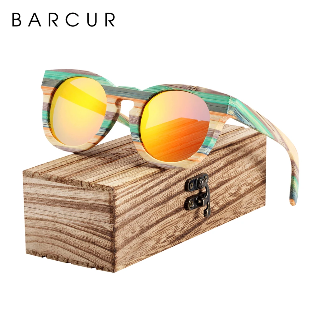 Men’s Black Bamboo Frame Gradient Tinted TAC Polarized Lenses Sunglasses 
