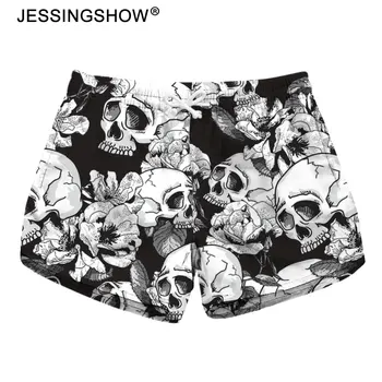 

Womens Shorts Waist Lace Sporting Shorts Skull Flower Print Shorts Summer Female Short Pants