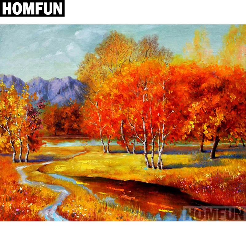 HOMFUN Full Square/Round Drill 5D DIY Diamond Painting &quotAutumn scenery&quot Embroidery Cross Stitch Home Decor Gift A06727 | Дом и сад