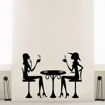 

WALL DECAL VINYL STICKER PEOPLE COFFEE TEA CAFE RESTAURANT DECOR