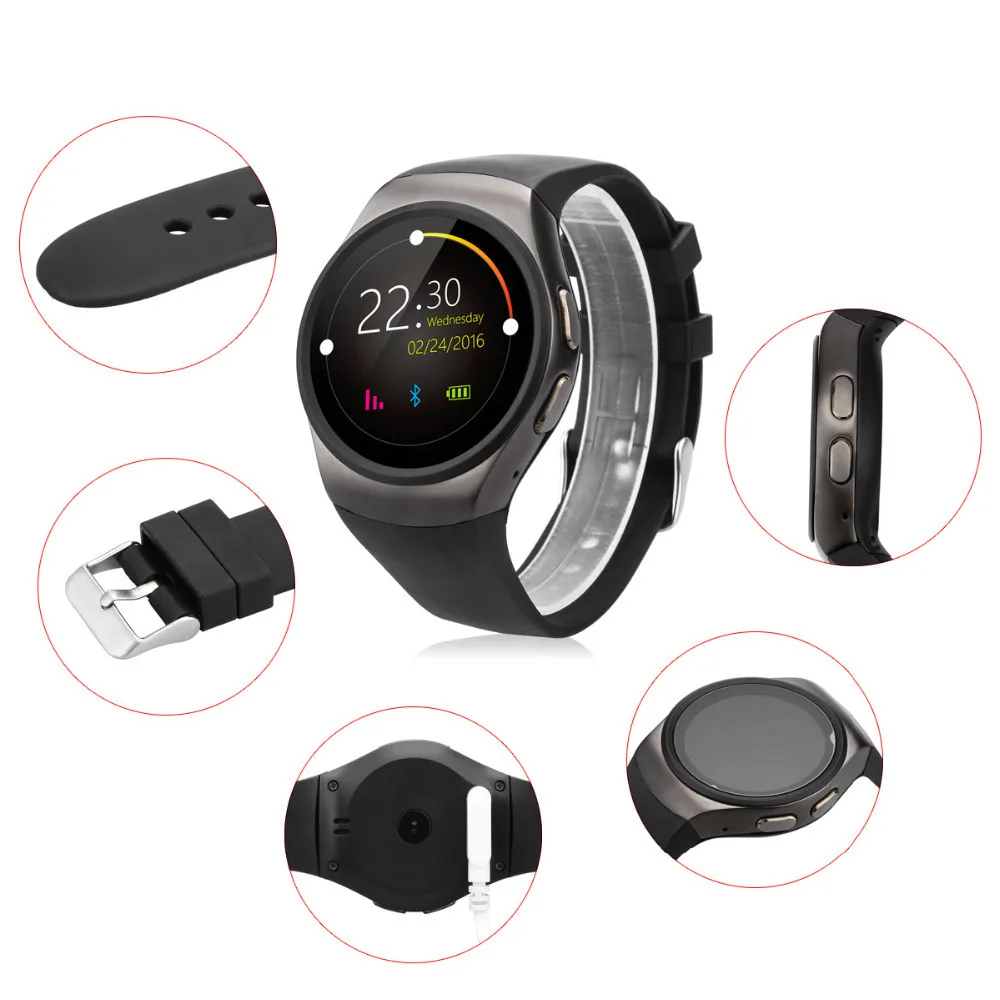 Смарт часы KingWear KW18 с Bluetooth полный экран поддержка SIM карты TF смарт пульсометром