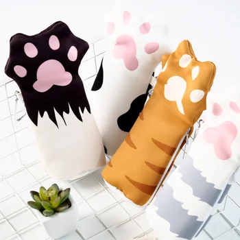 

1 Pcs/set kawaii Creative Big Cat's Paw Canvas Large Capacity Pencil Bag Stationery Storage Organizer Case School Supply