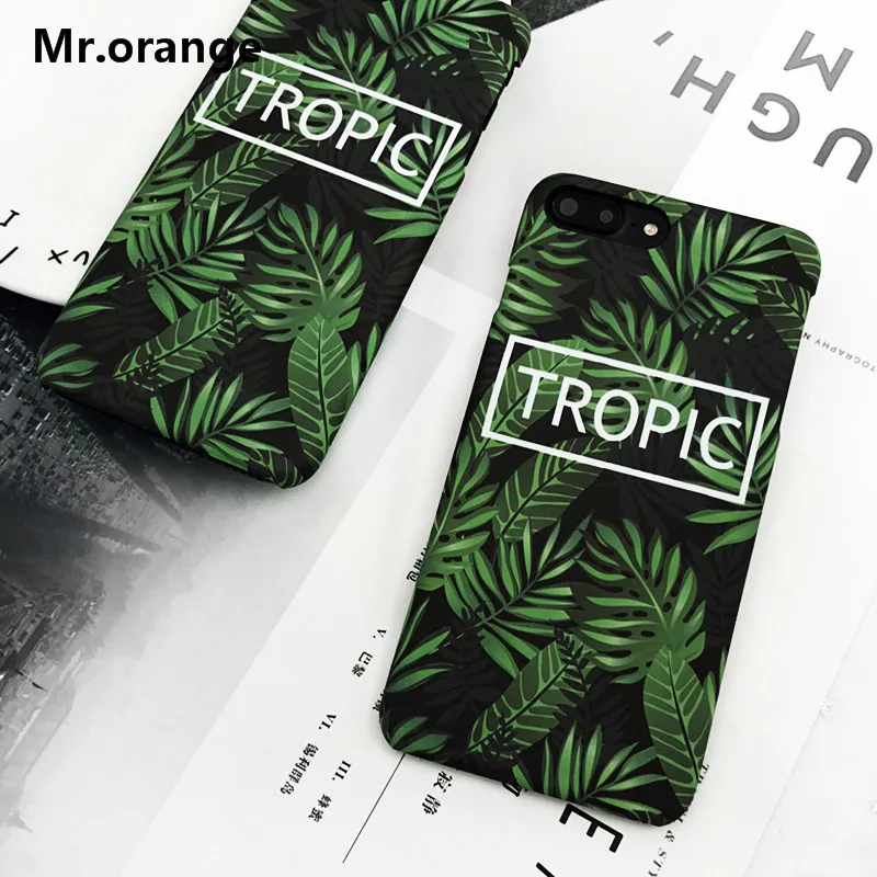 Goedkoop Mode Zomer Banaan Lleaf Hrad PC Telefoon Gevallen Voor iphone 7 8 Plus Voor iphone 6 6 s 6 plus 6 splus Planten Geschilderd Telefoon Achterkant