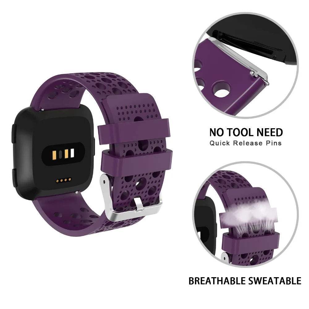 Baaletc для Fitbit Versa силиконовый регулируемый спортивный браслет дышащий ремешок для часов с отверстиями для воздуха для Fitbit Versa 2 браслет