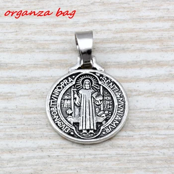 

Hot ! 100pcs Saint Benedict Medal Alloy Charms Big Hole Beads Fit European Charm Bracelet Jewelry 18 X27MM