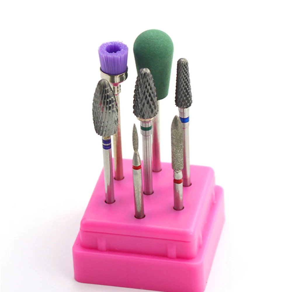 7 шт керамический Радужный набор сверл для ногтей, фреза для маникюра, педикюра, аппарат для маникюра, стальной песок, алмазные фрезы для ногтей