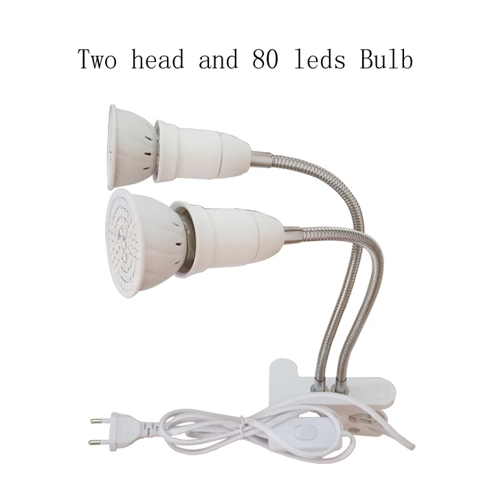 2 head 80leds set Светодиодный светильник для выращивания растений, полный спектр, светильник ing Fitolampy для комнатных растений, цветов, выращивания растений, фито-лампа - Испускаемый цвет: 2 head 80leds set