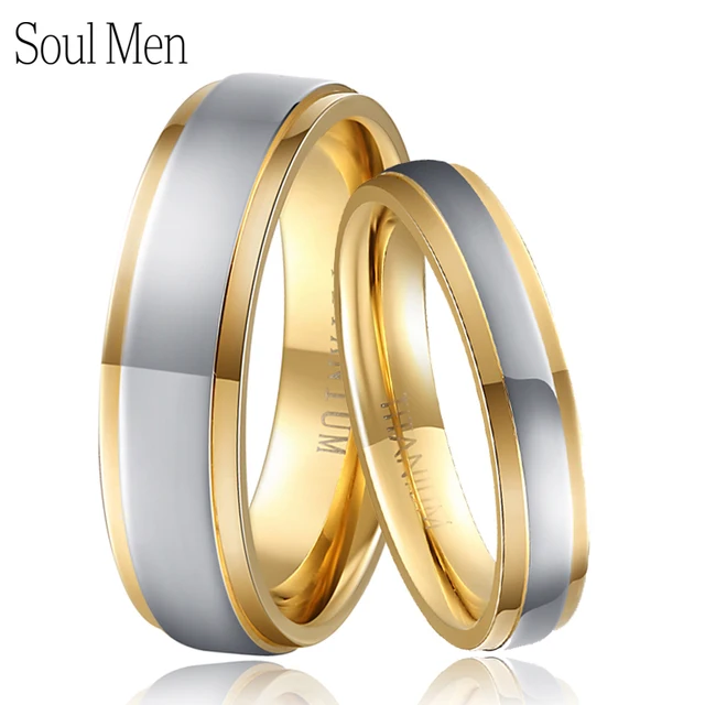 1 pair gold silver color pure titanium wedding rings set for couples lovers 4mm for - Titanium Wedding Ring Sets 1 pair gold silver color pure titanium wedding rings set for couples lovers 4mm for - Titanium Wedding Ring Sets