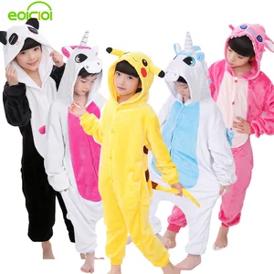 EOICIOI/Новые пижамы для маленьких мальчиков и девочек на осень-зиму, Детские фланелевые пижамы с забавными животными, стежками и пандой, детские пижамы, одежда для сна - изображение