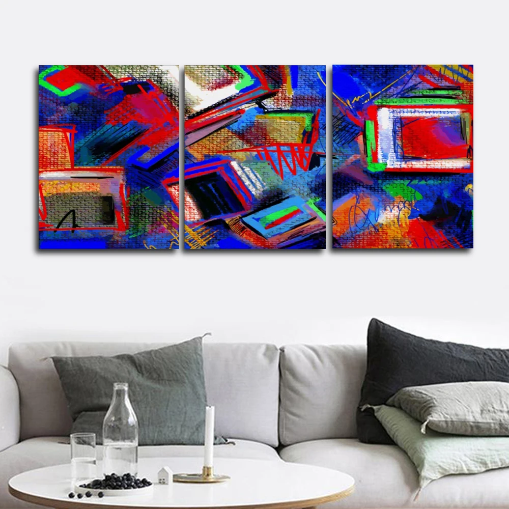 

Laeacco Abstract 3 Panel Watercolor Posters and Prints Graffiti Wall Art Paint On Canvas Painting Nordic Living Room Home Decor