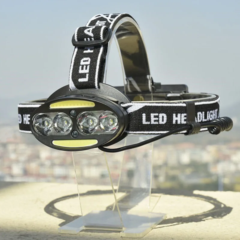 

Newest Headlight Induction LED USB Rechargeable Lantern Headlamp LED Head Working Light @8