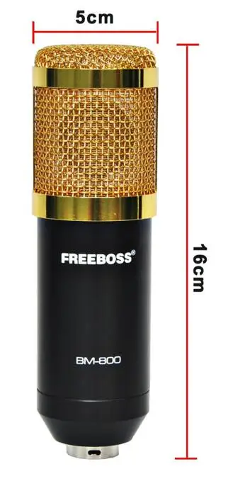 FREEBOSS BM-800 комплект проводной конденсаторный звук микрофон с подставкой+ металлический амортизатор+ Ветровое стекло для ПК запись/хор/вещания