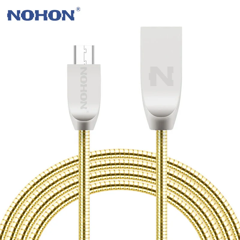 NOHON Micro USB кабель быстрое зарядное устройство кабель для передачи данных для samsung Xiaomi lenovo LG Nokia sony Android телефонный кабель провод - Цвет: Gold