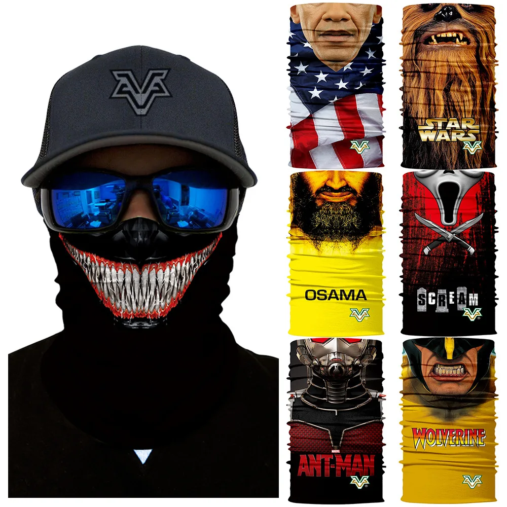

3D Marvel Seamless Bandana Cycling Hiking Face Mask Windproof Neck Gaiter Venom Star Wars Ant-Man Magic Scarf Outdoors Headband