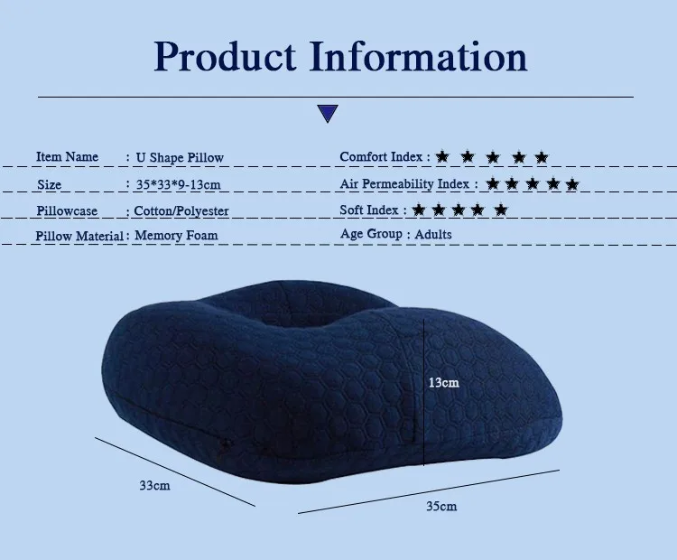 U-образная подушка для путешествий пены памяти подушки для поддержки шеи подголовник для самолета полета мягкая медленная отскока отдых спальная подушка