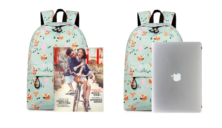WINNER Fox Pattern Printing Backpack Female Travel Daily Laptop Student School Backpack Water  Repellent For Teenagers Mochila 2018 (1)