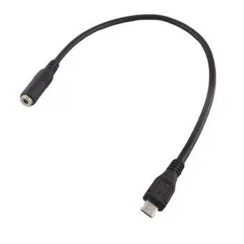 

10pcs Black Micro USB 5 Pin Male To 3.5mm Female AUX Audio Sync Headphone Adapter Cable Cord 30cm