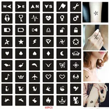 60 шт./компл. маленький узор хна шаблон многоразовые трафареты для блестящих татуировок Дети Девушки Шаблон трафарет для аэрографа Хны