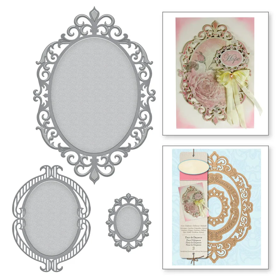 

Ufurty Metal Cutting Dies Hollow Mirror Frames Stitched DIY Scrapbooking Stamps Craft Embossing Die Cut Making Stencil Template
