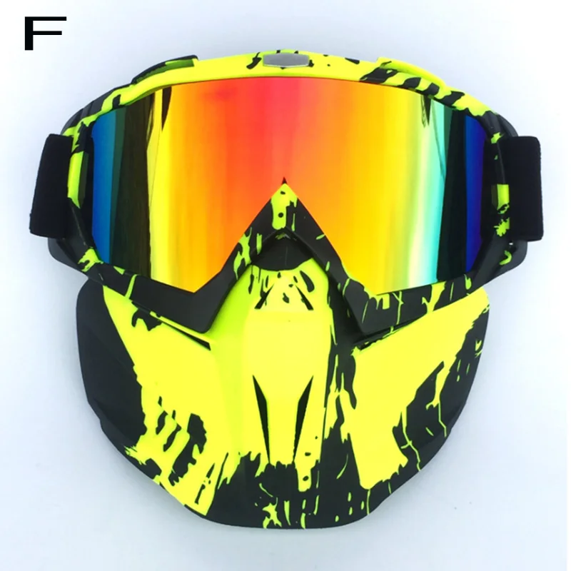 Маска для лица для лыжного велосипеда, мотоцикла, очки для мотокросса, мотоциклетные очки с открытым лицом, съемные очки, шлемы, винтажные очки - Цвет: F