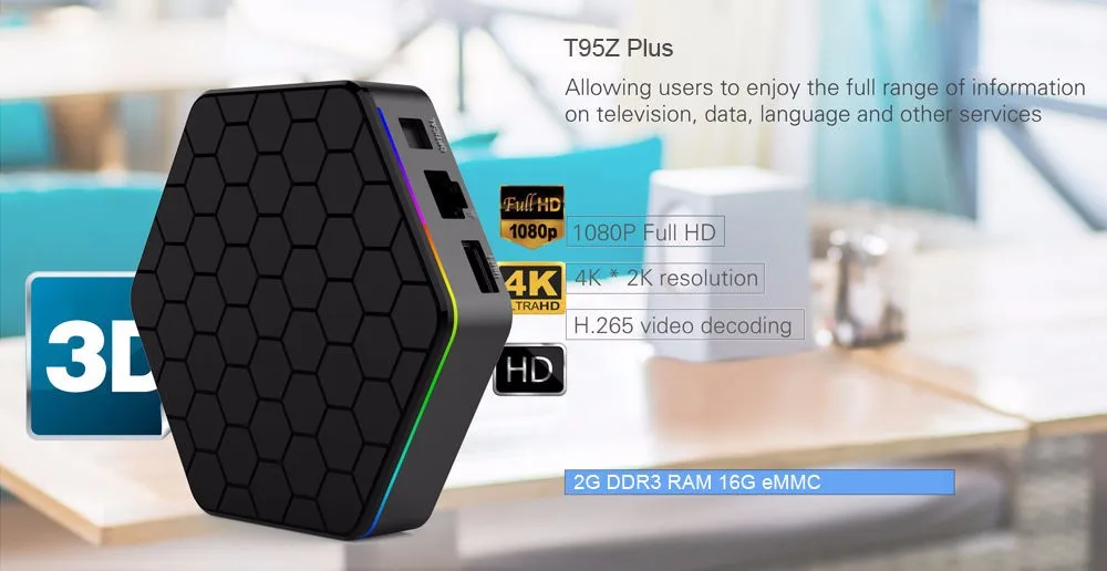 T95Z Plus Smart tv Box 2G/16G 3g/32G Amlogic S912 Android 7,1 шестигранный корпус Отображение времени Bluetooth 5G двойной wifi 3D 4K 1000M LAN