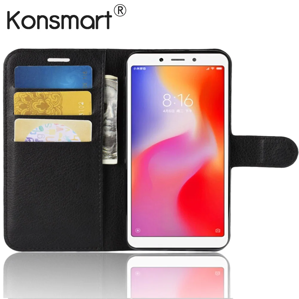 

Flip PU Leather Phone Cases For Xiaomi Redmi 6A 5.45" Case 16GB 32GB Wallet Book Flip PU Leather Back Cover Redmi 6A Konsmart