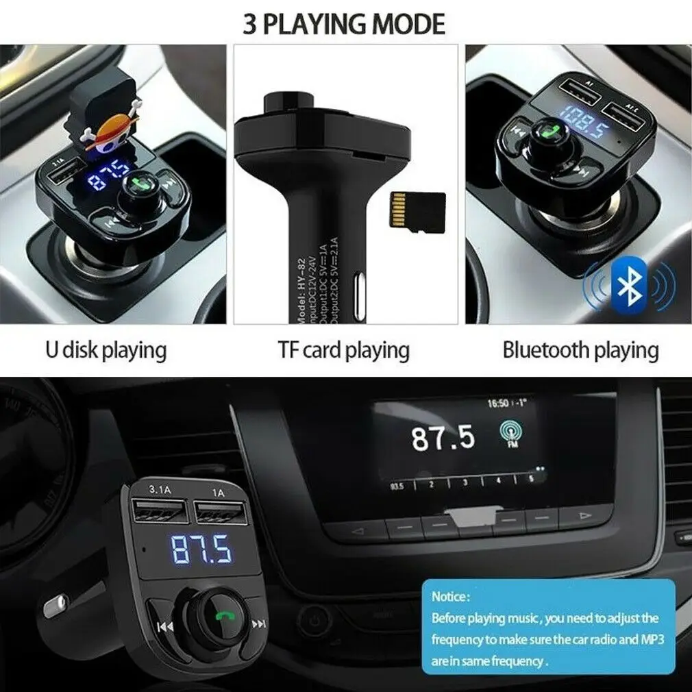 1 шт. Bluetooth для автомобиля с двумя портами USB Зарядное устройство беспроводной передатчик FM Radio адаптер MP3 плеер