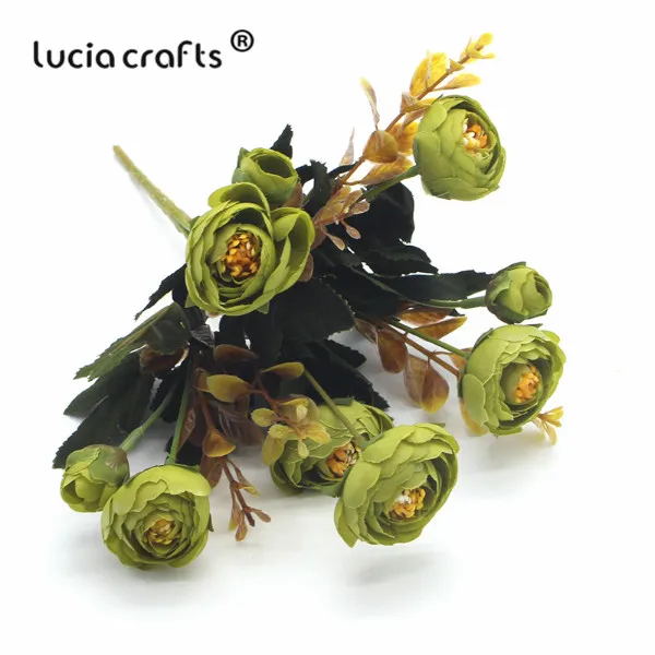 Lucia crafts 1 пачка 28 см шелковая ткань искусственная чайная роза искусственный букет цветов для свадебной вечеринки украшения дома DIY A0313 - Цвет: green